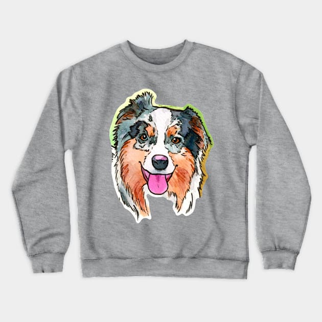 Cute Dog Face Watercolor Crewneck Sweatshirt by KelseyLovelle